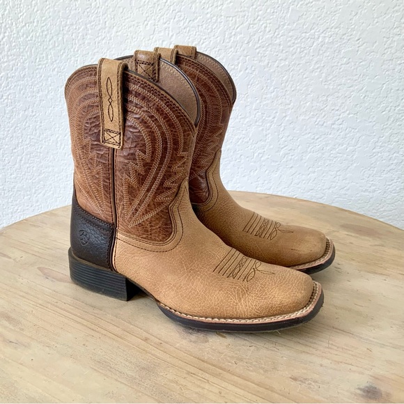 Ariat Square Toe, Leather, Western Boots, Little Boys Size 2.5 - Picture 3 of 10
